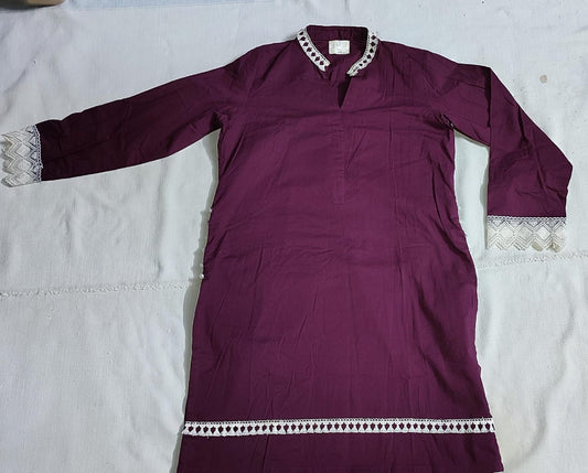 Brand Laali Small Burgundy Kurta with Lace