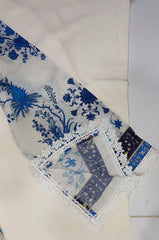 Embroidered Printed A-line long shirt with lace details Chiffon Dupatta