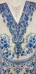 Embroidered Printed A-line long shirt with lace details Chiffon Dupatta