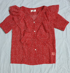Mishow Red &amp; White Ruffled Polka Dot Top